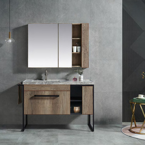 Washroom Makeup Bathroom Vanities Single Sink Wood Waterproof Bath Vanity Cabinet Set Mirror Bathroom Furniture