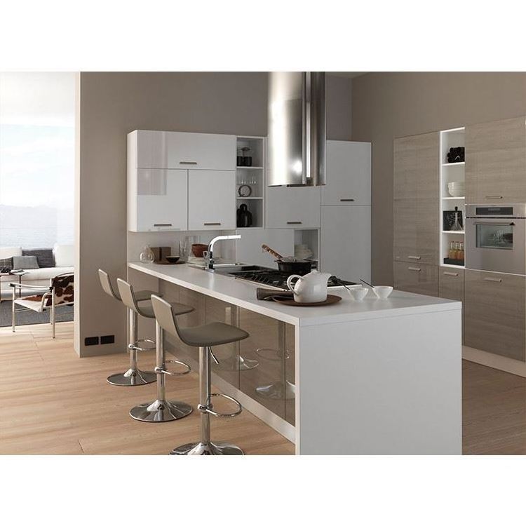 Factory Direct Contemporary Curved Round Island Grey And White Kitchen Cabinet Shaker Door