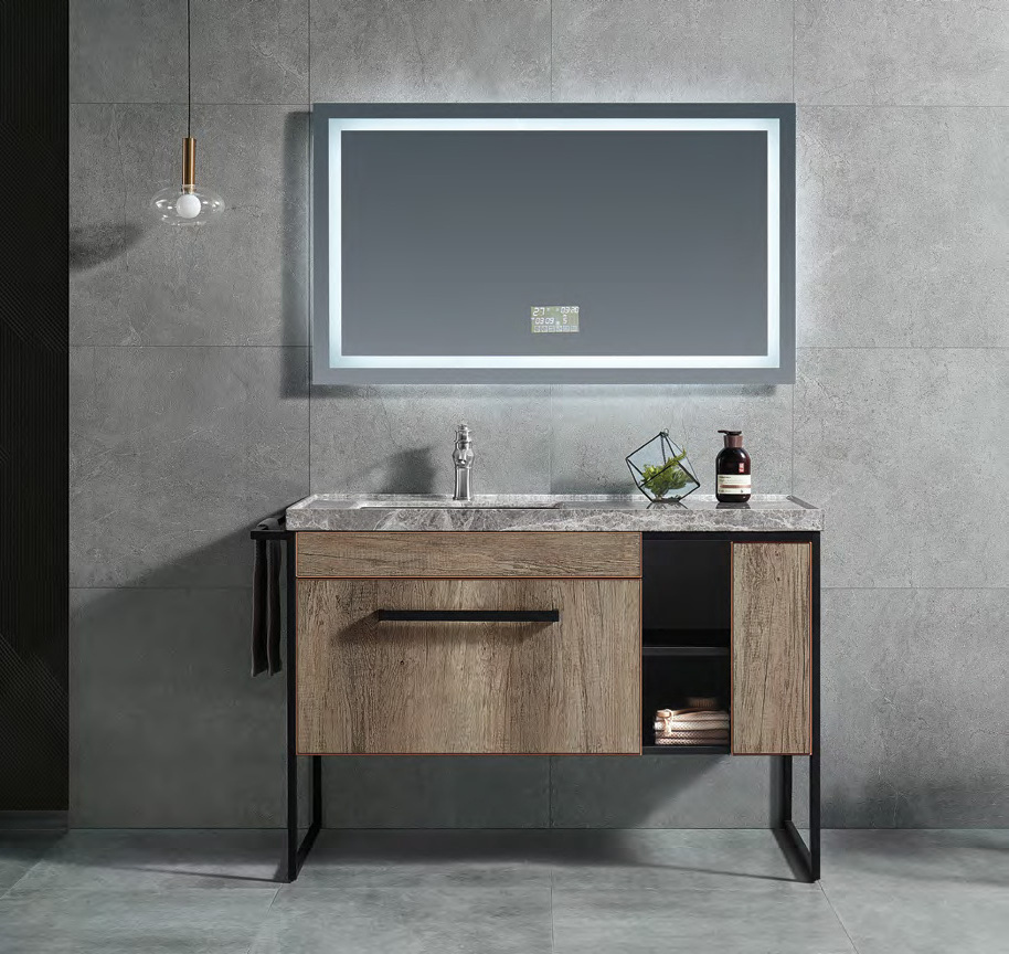 Washroom Makeup Bathroom Vanities Single Sink Wood Waterproof Bath Vanity Cabinet Set Mirror Bathroom Furniture