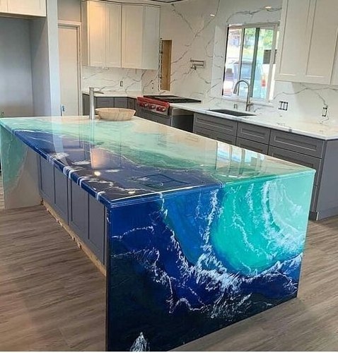 walnut wood turquoise glowing resin transparent glass epoxy river table glue for Live edge river dining table