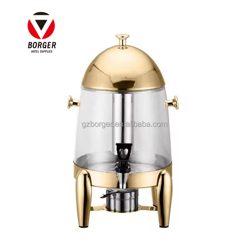 High Quality 12 liters Stainless Steel Gold Plating Coffee Urn 3 Gallon luxury Chafer Urn Beverage Dispensers