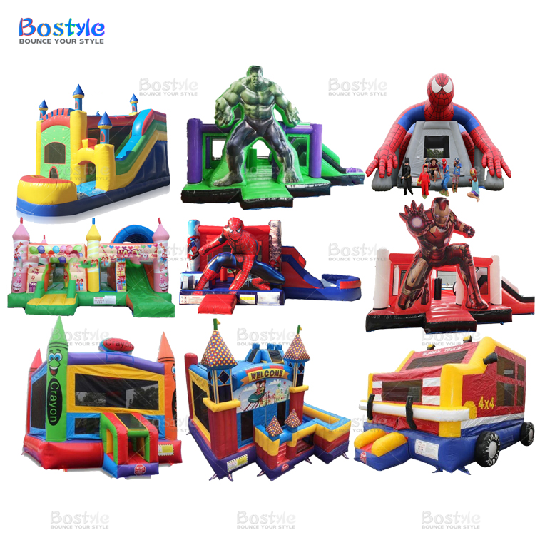 Hot sale cheap commercial giant kids jumping bouncer house combo jumpoline inflatable bouncy castle with slide