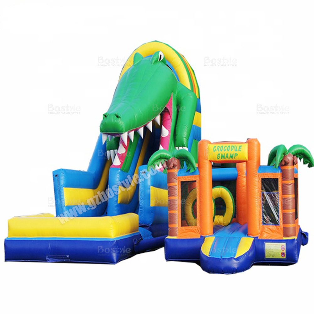 commercial inflatable water slide crocodile water slide adult large inflatable water park double lane slide with pool for kids