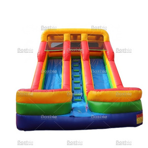 Commercial inflatable dry slide 18ft 20ft inflatable slide double lane slide bounce house Tobogan seco inflable for sale