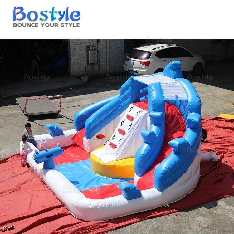 Home use Double lane water slide with pool backyard water slide with pool inflatable water park kids inflatable slide