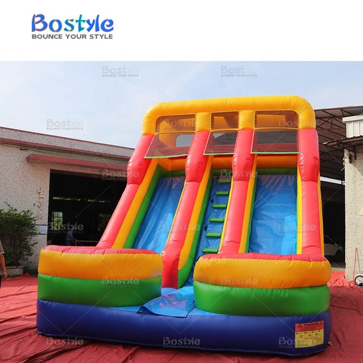 Commercial inflatable dry slide 18ft 20ft inflatable slide double lane slide bounce house Tobogan seco inflable for sale