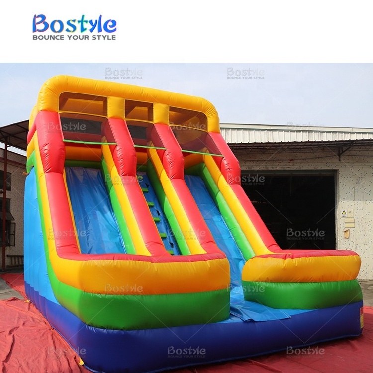 Commercial inflatable dry slide 18ft 20ft inflatable slide double lane slide bounce house Tobogan seco inflable for sale