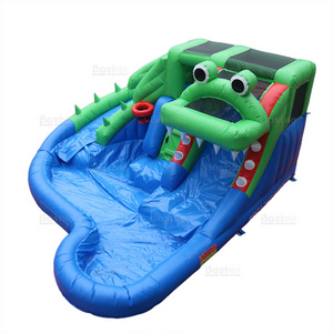 commercial inflatable water slide crocodile water slide adult large inflatable water park double lane slide with pool for kids