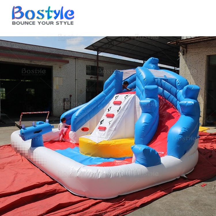 Home use Double lane water slide with pool backyard water slide with pool inflatable water park kids inflatable slide