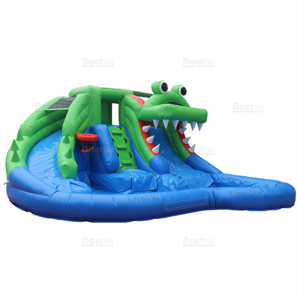 commercial inflatable water slide crocodile water slide adult large inflatable water park double lane slide with pool for kids