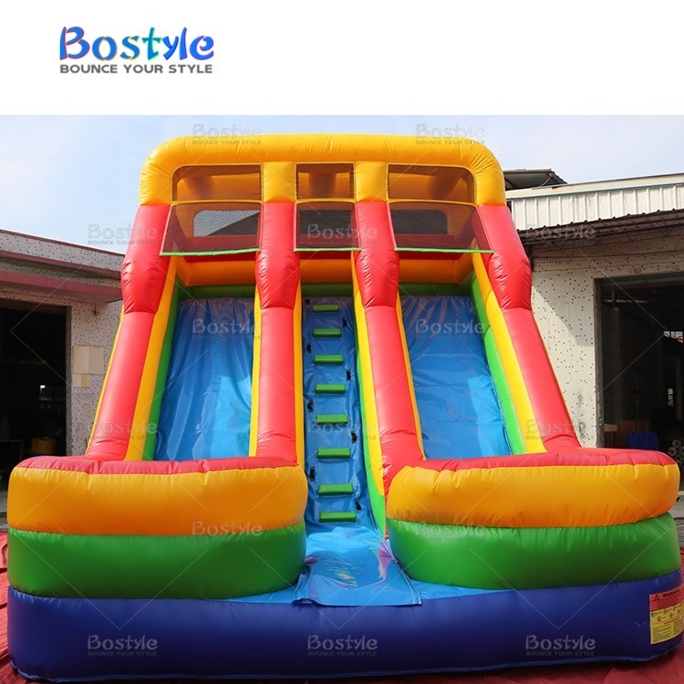 Commercial inflatable dry slide 18ft 20ft inflatable slide double lane slide bounce house Tobogan seco inflable for sale