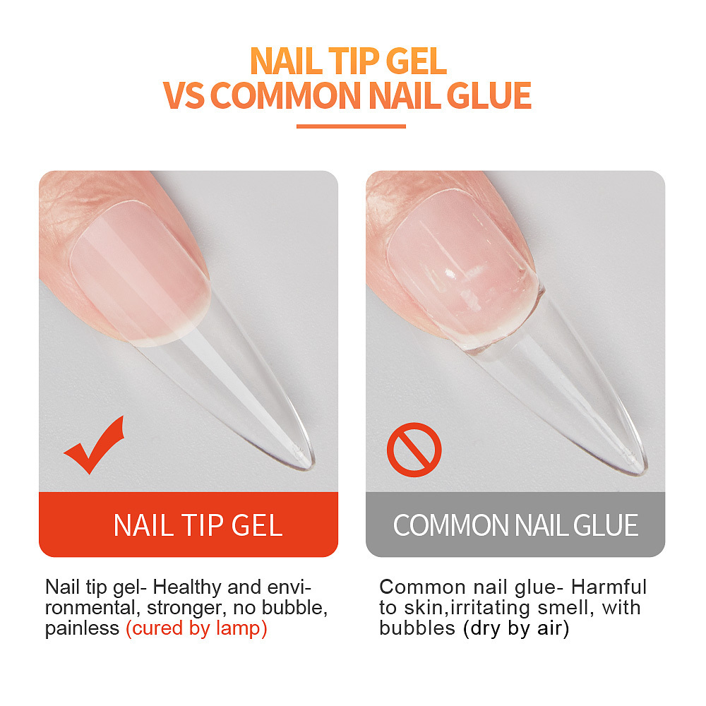 BOZLIN Wholesale Custom Private Label Clear Strong Solid Nail Tips Glue Gel for Nail Extension Press On False Nails