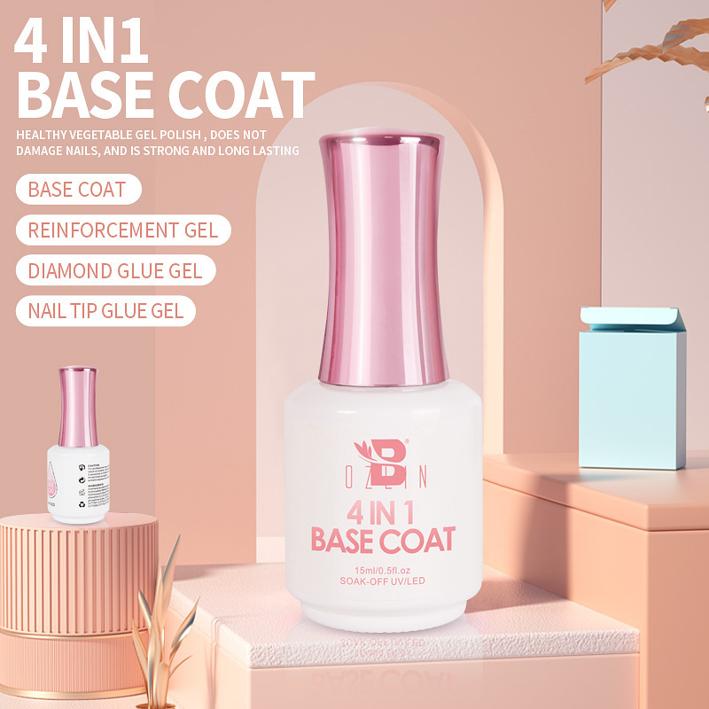 4 in 1 Base Coat Gel Glue as Nail Glue Reinforcement stick Drill Soak Off Gel 15ml Base Coat Nail Polish