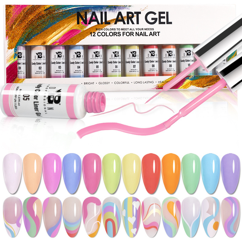 OEM Professional Liner Gel Colors Polish Gel Liner Nail Art Glow In The Dark Set Esmalte Soak Off Gel Paint