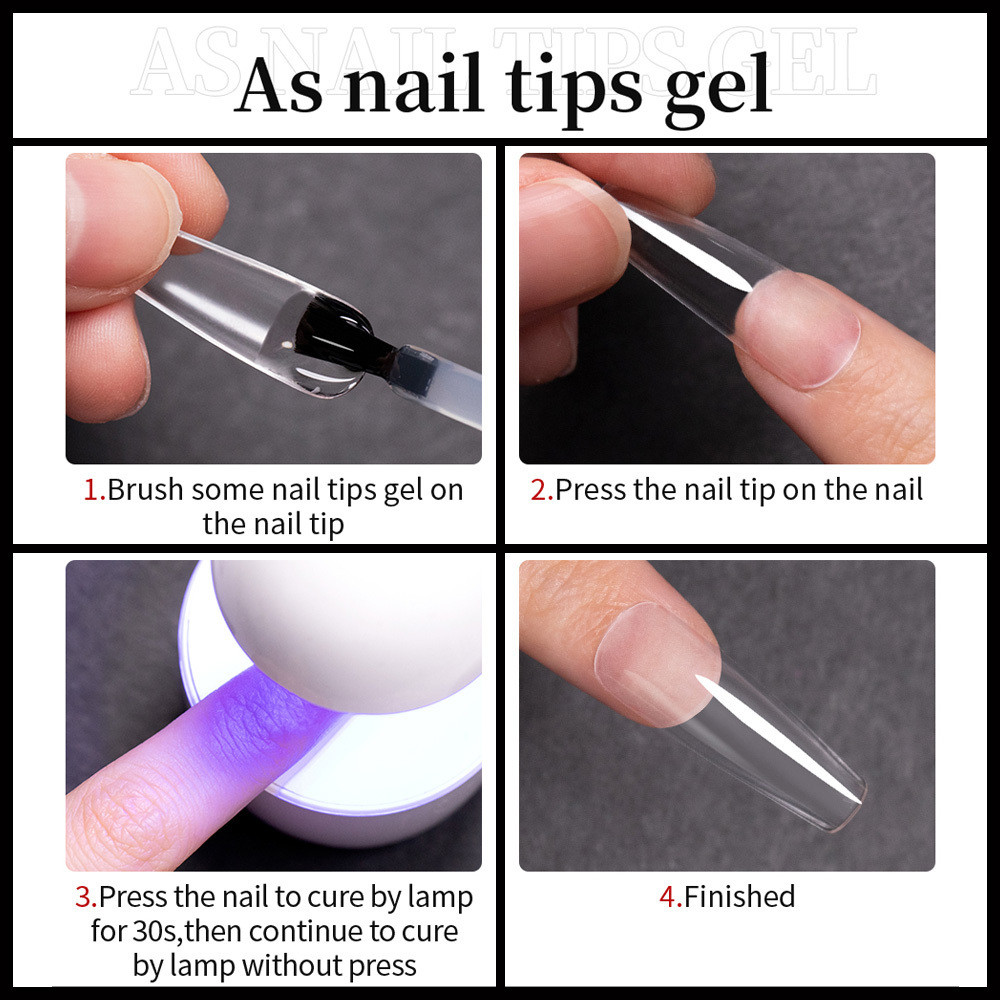 BOZLIN Professional Wholesale Press On Nail Gel Glue Private Label Adhesive Nail Resin Gel Polish Glue Tips Nails Soft Tip Gel