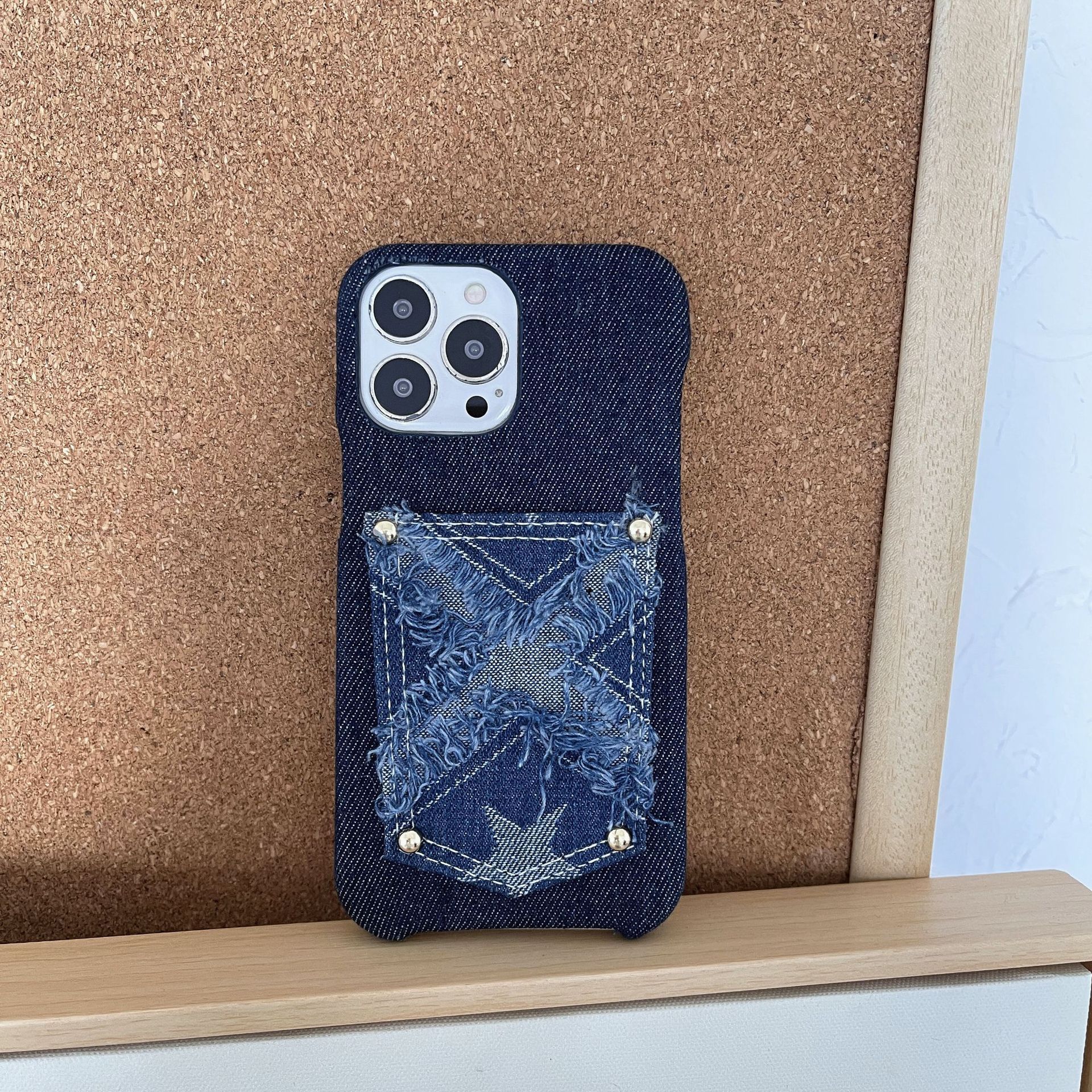 Ins Style Soft Jean Denim Fabric Phone Case with Card Holder Purse Card Slot Case For iPhone 11-14Pro max