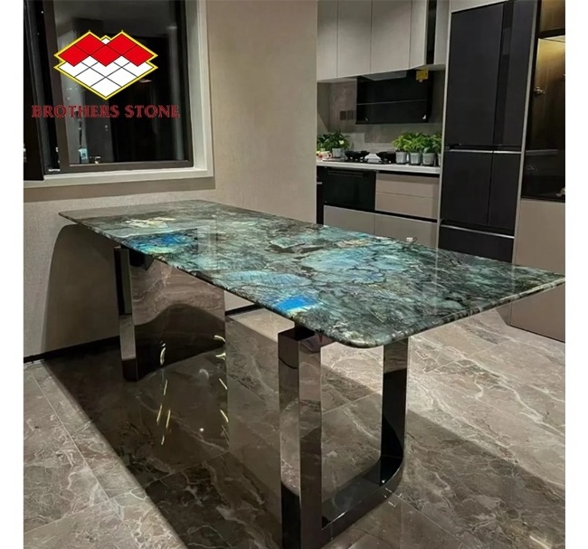 Brazilian Natural granito Blue Granite losa Blue Labradorite Granite Slab for Luxury Dining Table Top