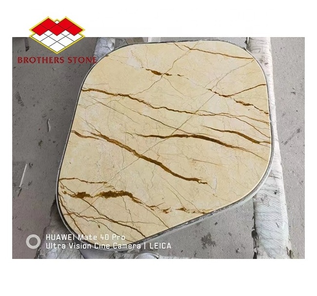 Sofitel Gold Marble Slab Countertop Polished Beige With Golden Vein Marble Slabs