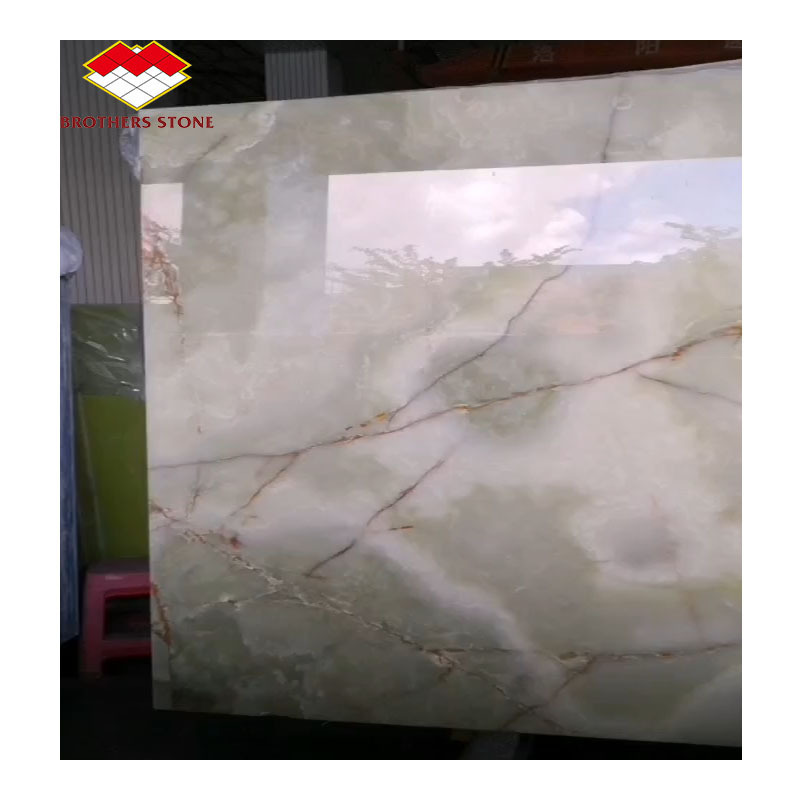 Onyx Marble Green with White Polished Gangsaw Slab Natural Stone for Wall and Floor Covering Tiles