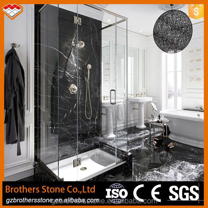 China black marble slab tile bathroom wall tile nero marquina marble floor tile