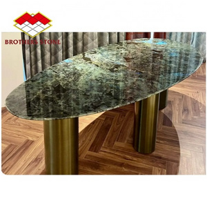 Polished Natural Stone Emerald Blue Granite Labradorite Blue Granite Slab Tiles For Countertop Table set