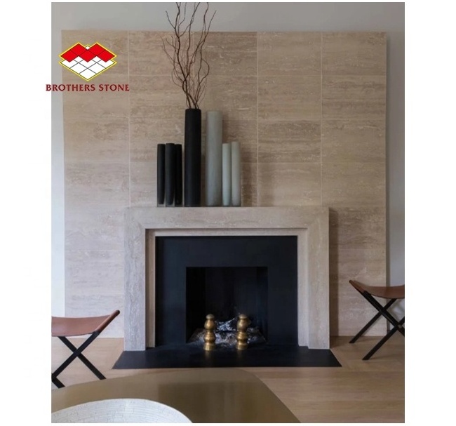 customized stone fireplace cover travertine stone classical marble fireplace