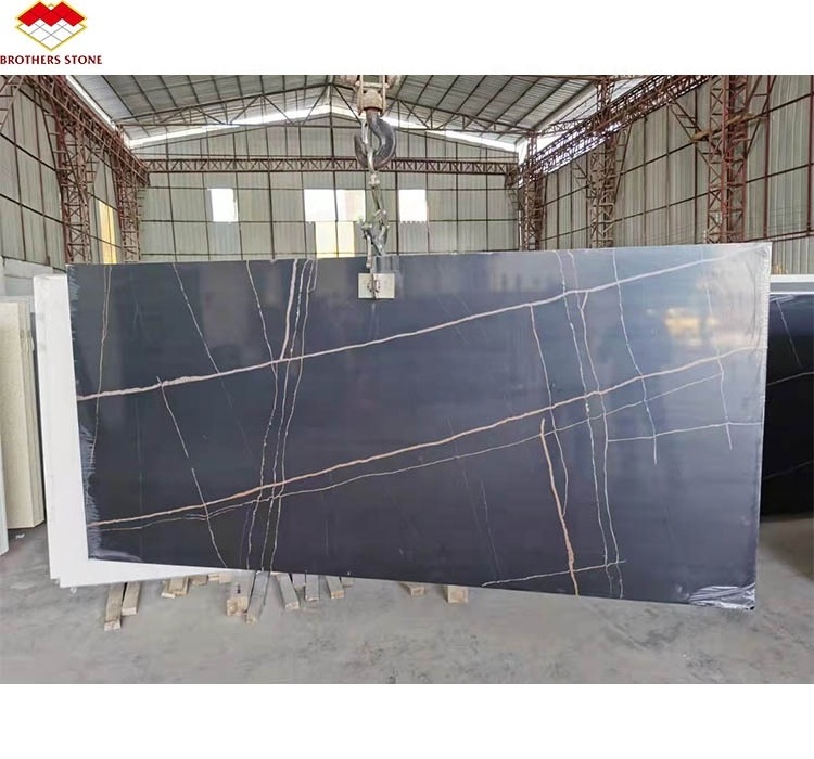 Kitchen Countertop Artificial Sparkle Quartz Stone 6mm 8mm Black Thin Quartz Stone Slabs