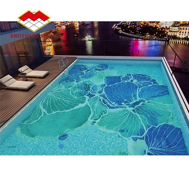 Tropical Style Mural Wall Picture Handmade Art Glass Mosaic Pattern wall tile flower glass mosaic wall art murals