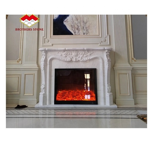 Aristonwhite marble ceiling mounted fireplace indoor