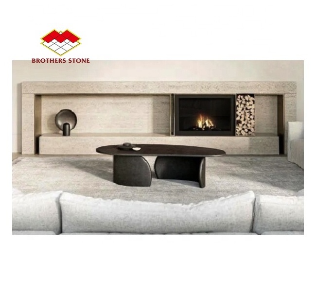 Travertine indoor tv stands fireplace decorative