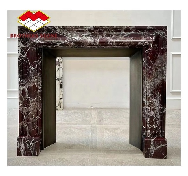 Purple Red marble fireplace Rosa Levanto marble fireplace mantle