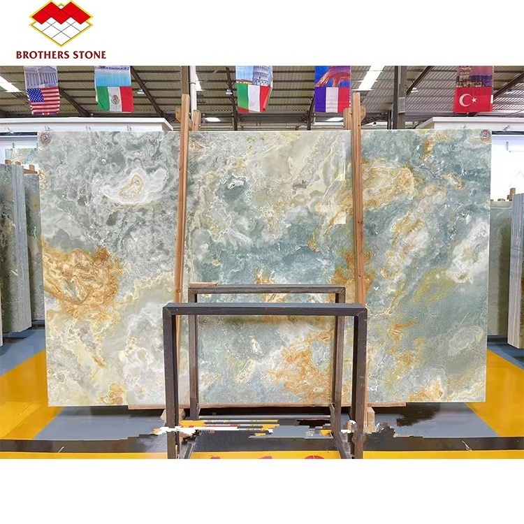 Hot sell Polished Blue onyx flooring Tiles Backlit blue Ice Onyx Marble Slab blue onyx for dinning tables