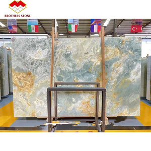 Hot sell Polished Blue onyx flooring Tiles Backlit blue Ice Onyx Marble Slab blue onyx for dinning tables