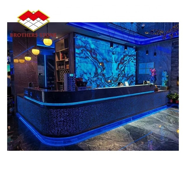 Natural Stone Polished Blue Onyx Tiles Backlit Blue Ice Onyx Marble Blue natural translucent onyx stone slab