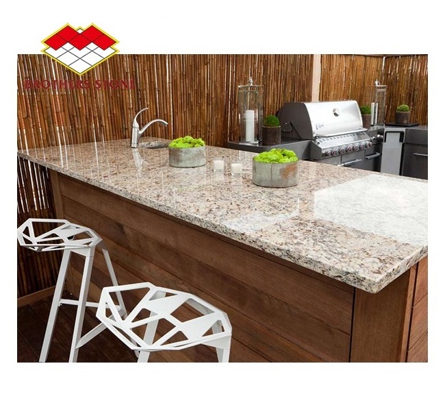 2022 Customized Granite Countertops for Kitchen and Bathroom-Brazil Giallo Cecilia Granite Steps Santa Cecilia Dark Granite