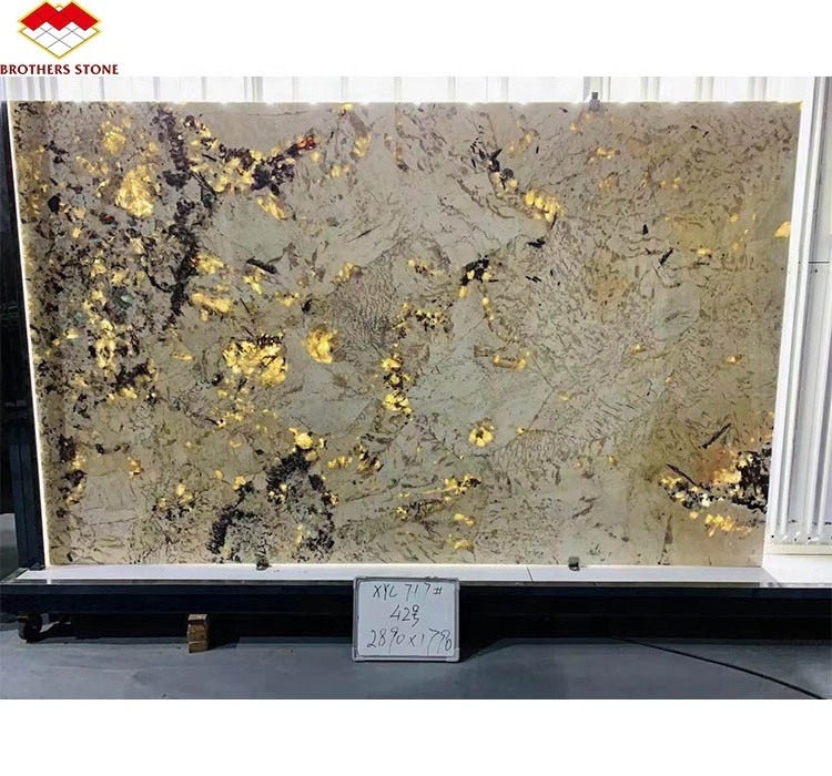 Brazil luxury slabs natural stone transmit light stone Translucent Large Panel Marble Slabs Lumistone Table