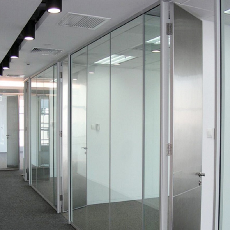 Tempered Aluminum Acoustic Frosted Room Divider Office Decoration Soundproof Double Glass Partition Wall