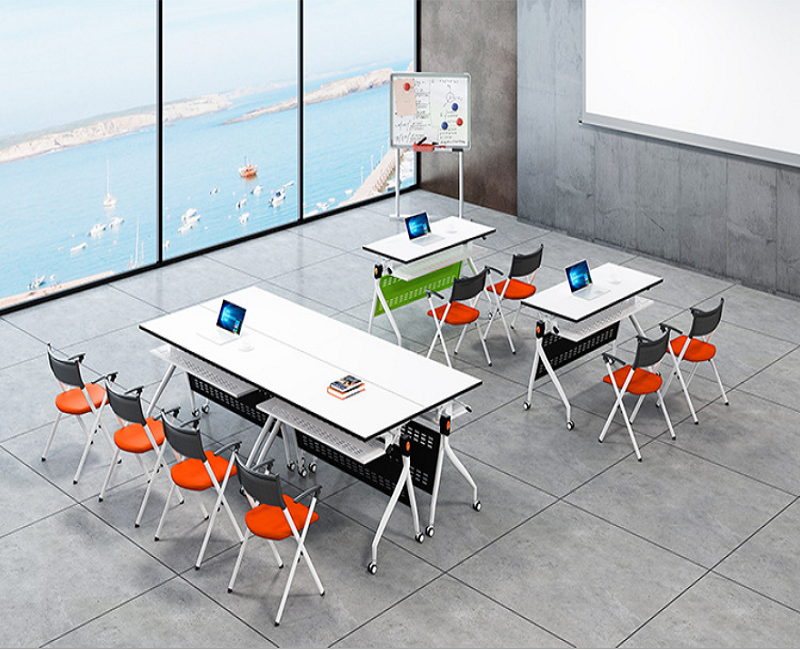 School Office Furniture Wooden Rolling Folding Stackable Conference Tables for Training Room