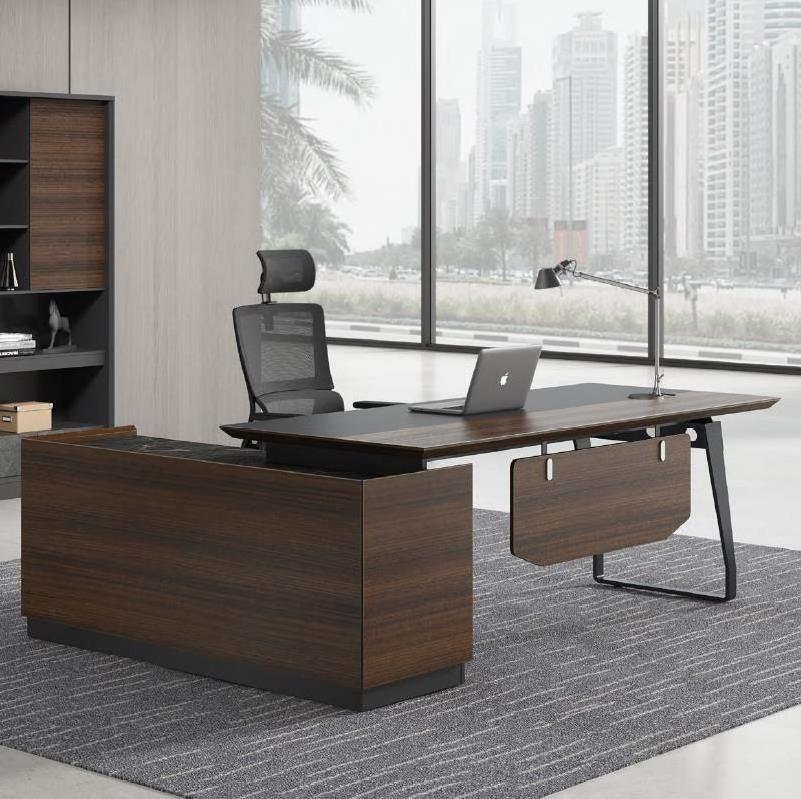 EBUNGE  High Quality Modern Wooden L Shape Corner Manager Ceo Boss Commercial Furniture Executive Office Table