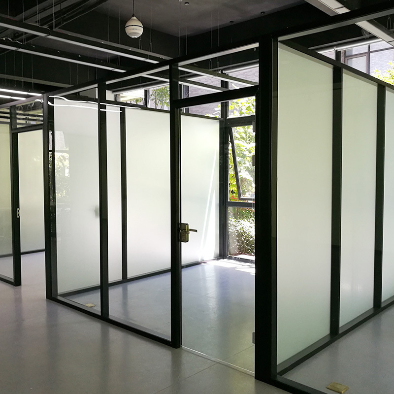 Prefabricated Modular Building Material Interior Office Glass Indoor Partition Transparent Tempered Glass Office Partition