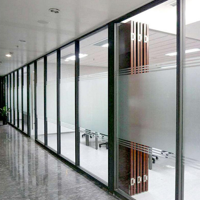 Tempered Aluminum Acoustic Frosted Room Divider Office Decoration Soundproof Double Glass Partition Wall