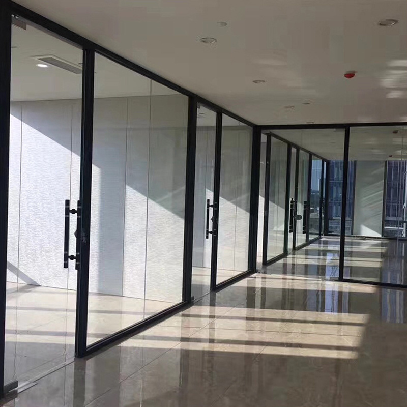 Office Furniture Single and Double 10Mm Tempered Soundproof  Glass Partition Wall Systems Price