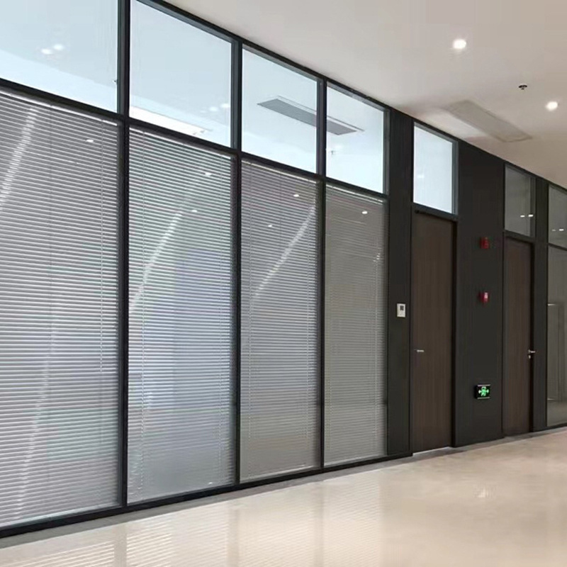 Office Furniture Single and Double 10Mm Tempered Soundproof  Glass Partition Wall Systems Price