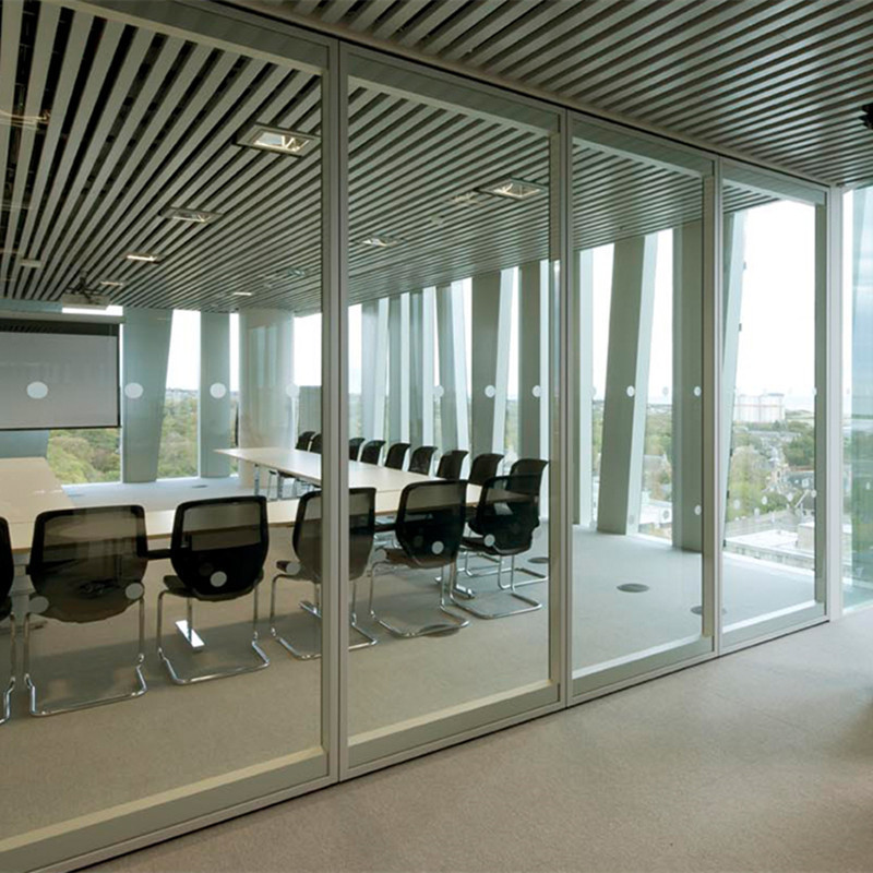 Aluminium Movable Double Soundproof Indoor Types Of Glass Partition Wall