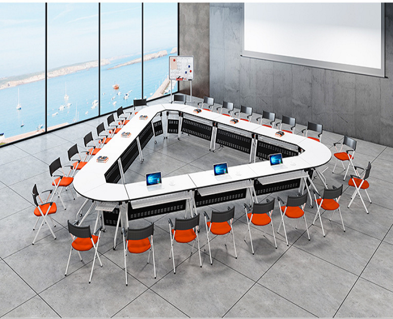 School Office Furniture Wooden Rolling Folding Stackable Conference Tables for Training Room