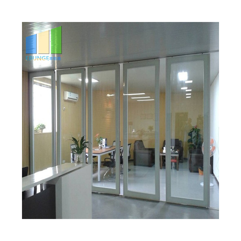 Office Room Double Glazed Operable Wall Partition Sliding Movable Folding Glass Wall For Interior Design