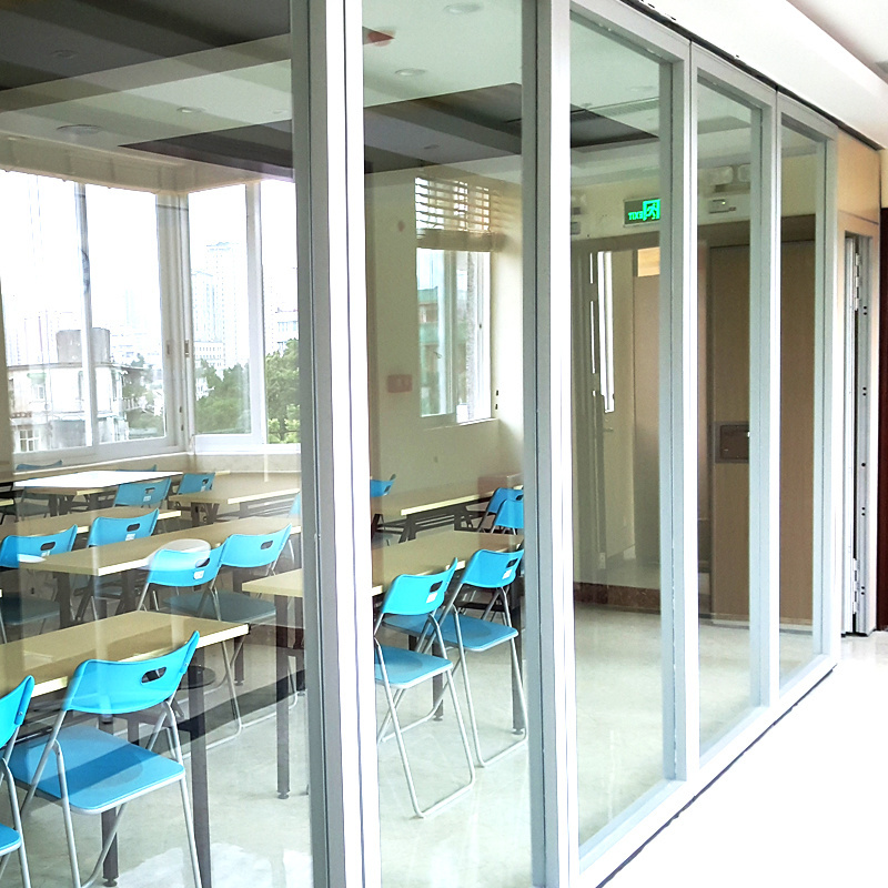 Aluminium Movable Double Soundproof Indoor Types Of Glass Partition Wall