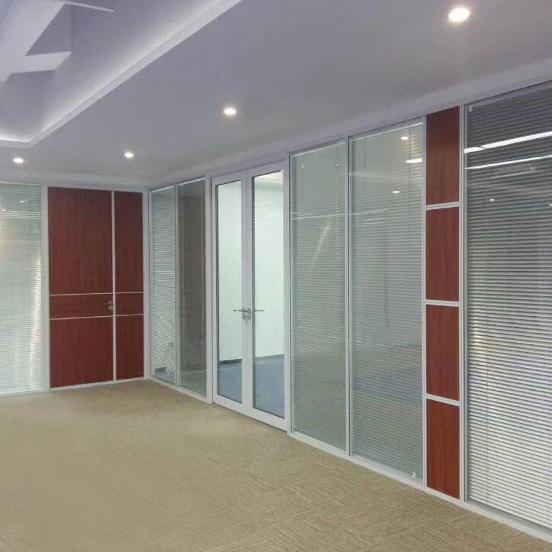 Meeting Room Soundproof Clear Aluminum Frame Demountable Double Glazing Office Glass Wall Partitions