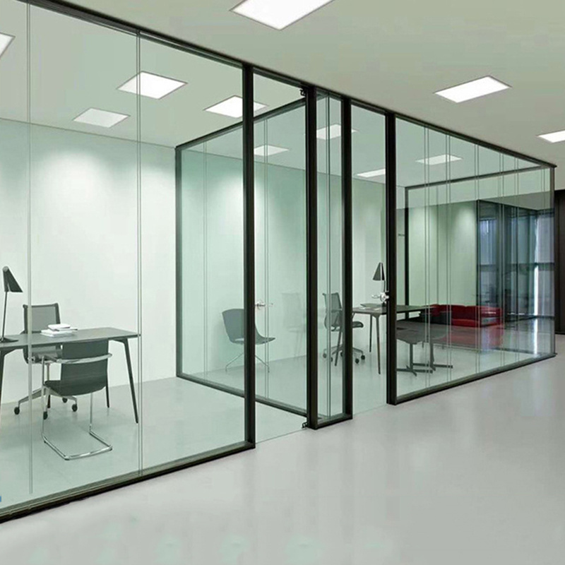 Prefabricated Modular Building Material Interior Office Glass Indoor Partition Transparent Tempered Glass Office Partition