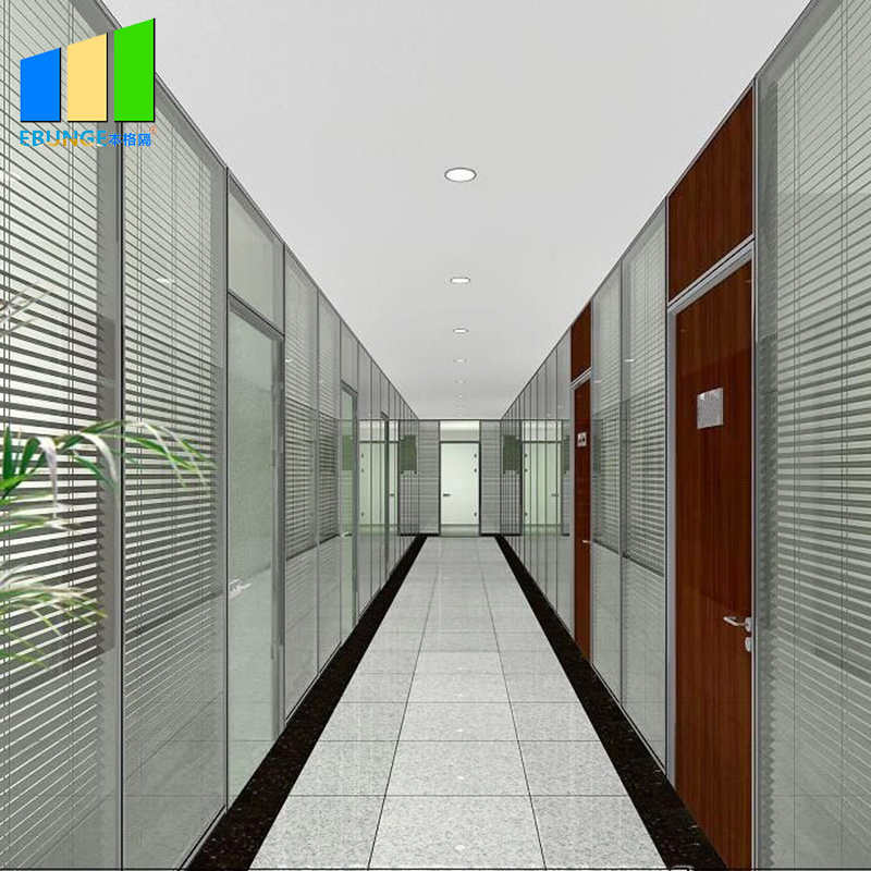 Tempered Aluminum Acoustic Frosted Room Divider Office Decoration Soundproof Double Glass Partition Wall